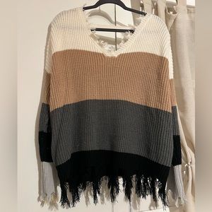 ColorBlock Distressed Sweater